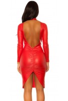 Sexy wetlook mini jurkje met sexy rug rood
